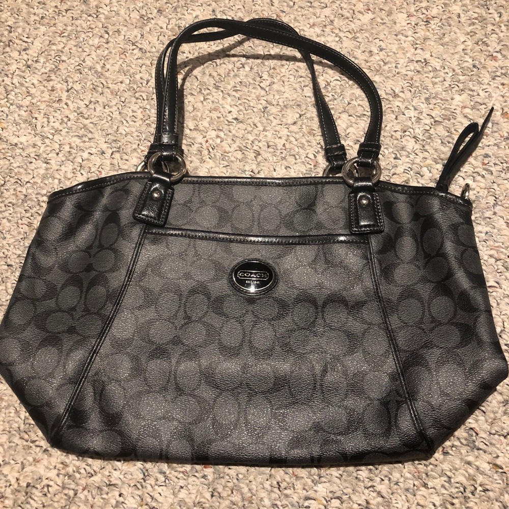 Coach gray and black handbag